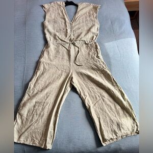 Anthropologie linen cropped romper size S/M